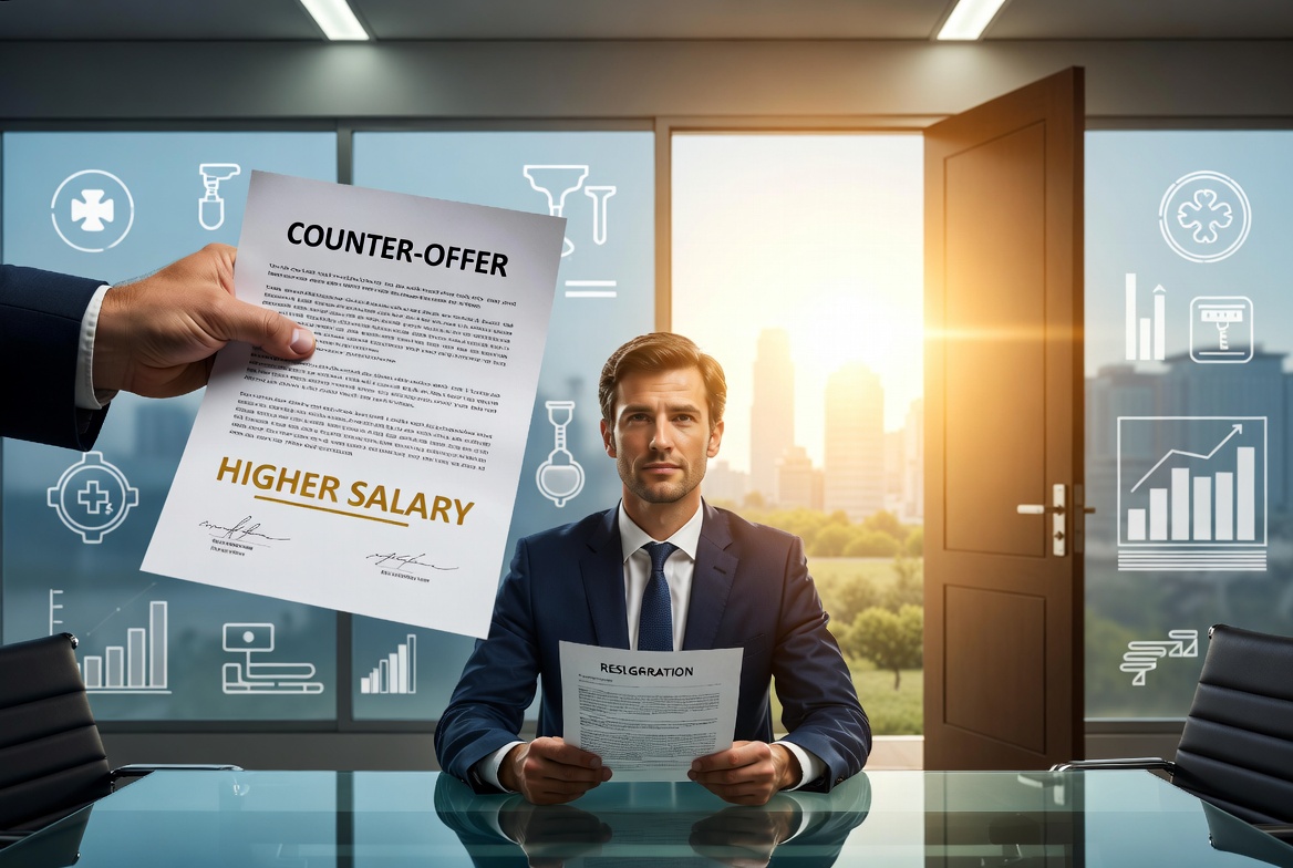 A senior commercial leader weighing a counter-offer against a competing job offer.