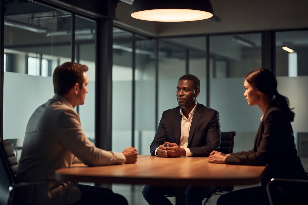 A senior commercial leader preparing to walk into a high-stakes interview.